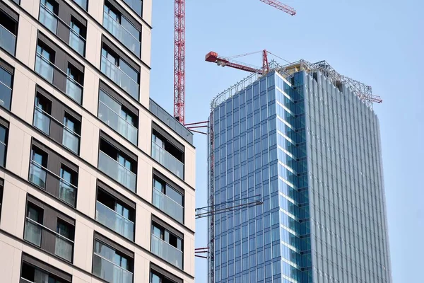 Skyscraper Building Construction Crane Attached Building — Stock Photo, Image