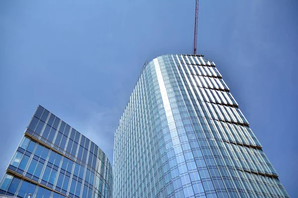 Construção Arranha Céus Durante Construção Guindaste Ligado Edifício — Fotografia de Stock