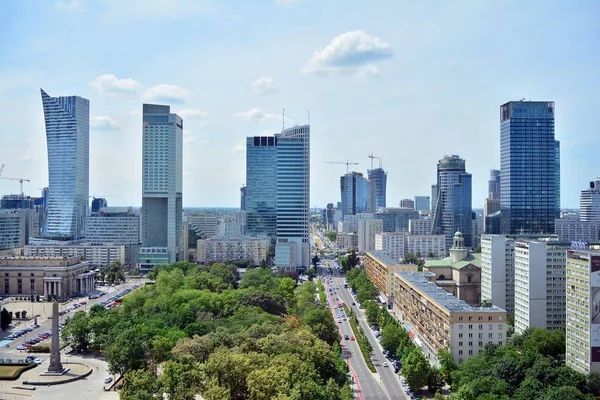 Warszawa Polska Czerwca 2019 Widok Lotniczy Centrum Wieżowce Biznesu Centrum — Zdjęcie stockowe