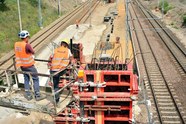 Warsaw Poland June 2019 Construction Modern Railway Warszawa Powazkowska — Stock Photo, Image