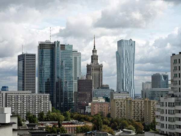 Varsóvia Polónia Maio 2016 Vista Arranha Céus Negócios Centro Cidade — Fotografia de Stock