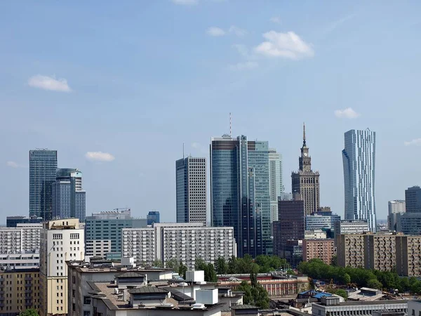 Warszawa Polska Sierpnia 2016 Warsaw Centrum Lotnicze Widok Polska — Zdjęcie stockowe