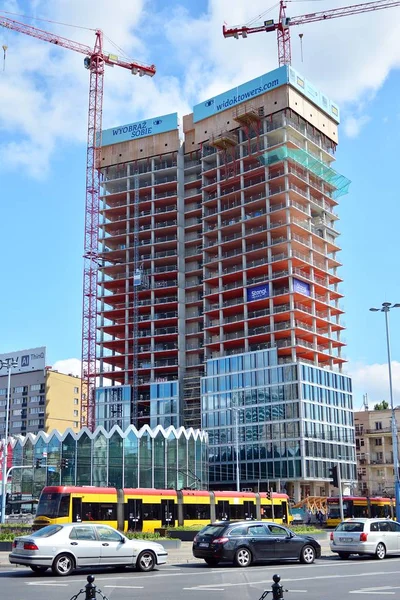 Warszawa Polen Juni 2019 Opførelse Widok Towers Kontorbygning - Stock-foto