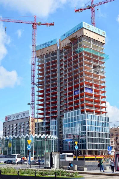 Varšava Polsko Června 2019 Výstavba Kancelářské Budovy Widok Towers — Stock fotografie