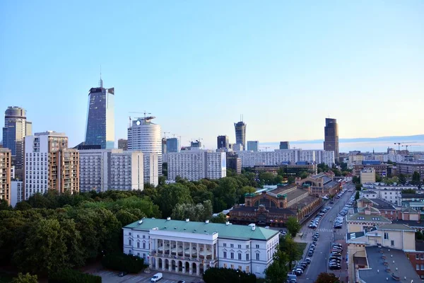 Warsaw Poland July 2019 Aerial View Downtown Business Skyscrapers Warsaw — Stock Photo, Image