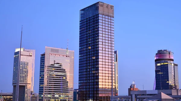 Warsaw Poland July 2019 Aerial View Downtown Business Skyscrapers Warsaw — Stock Photo, Image