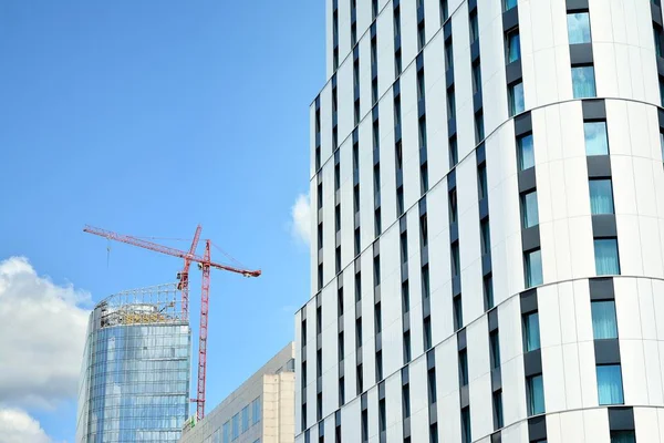 Warsaw Poland July 2019 Construction Mennica Legacy Tower Office Building — Stock Photo, Image