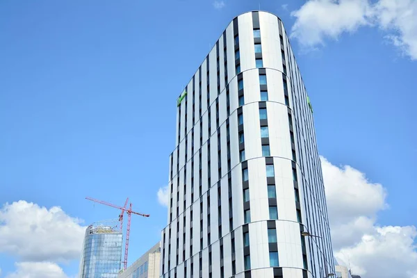 Warszawa Polska Lipca 2019 Budowa Budynku Biurowca Mennica Legacy Tower — Zdjęcie stockowe