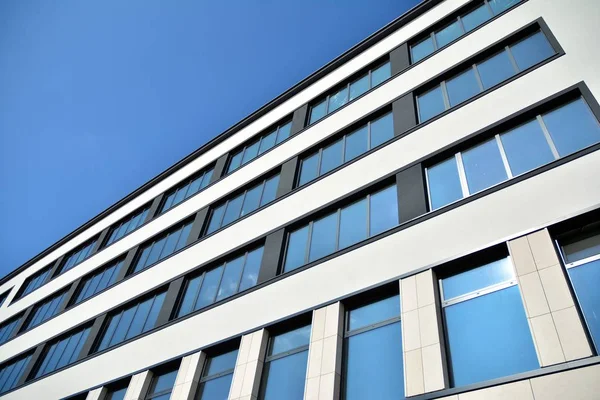 Kontorsbyggnad Business Center Vägg Stål Och Glas Med Blå Himmel — Stockfoto