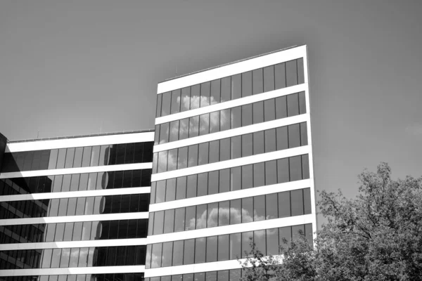 Okna Moderní Budovy Pro Kanceláře Architektura Obchodních Budov Černobílá — Stock fotografie