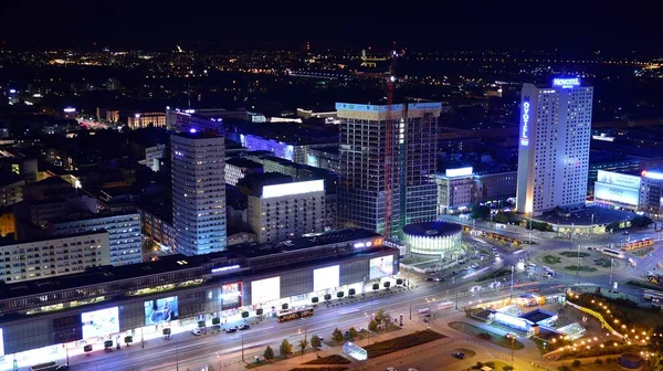 Varsovie Pologne Août 2019 Vue Nuit Des Gratte Ciel Des — Photo