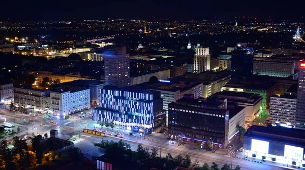 Moderno Edificio Oficinas Por Noche Luces Nocturnas Edificio Oficinas Centro — Foto de Stock