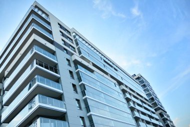 Modern Avrupa konut binaları çeyreği. Soyut mimari, modern şehir geometrisinin bir parçası.