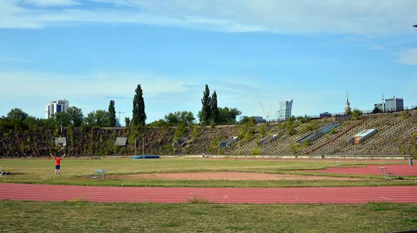 Warsaw Poland August 2019 Abandoned Neglected Rks Skra Stadium Football — Stock Photo, Image