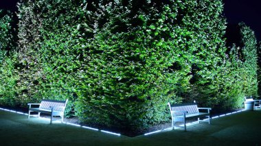 Varşova, Polonya. 26 Ağustos 2019. Castle Gardens - gece Vistula kenarından Varşova Kraliyet Kalesi bitişik bir bahçe. Bugün, kale bahçeleri mükemmel bir dinlenme yeridir.