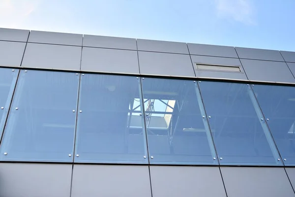 Fragmento Fachada Moderno Edificio Oficinas Exterior Pared Cristal Con Textura — Foto de Stock