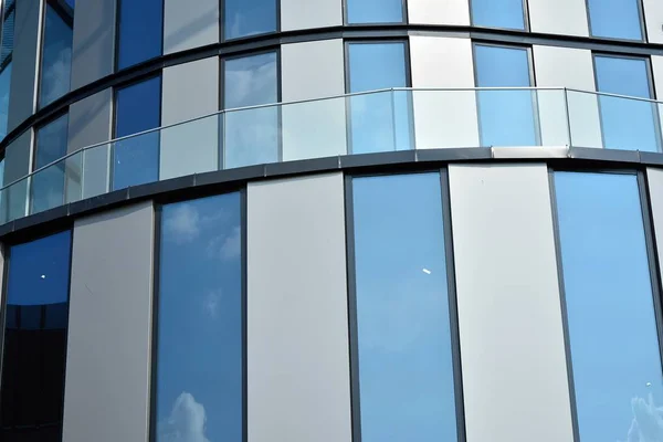 Fragmento Fachada Edifício Escritórios Moderno Exterior Parede Vidro Com Textura — Fotografia de Stock