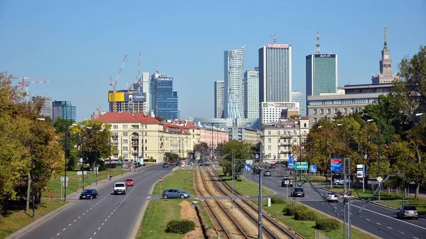 Варшава Польша Сентября 2019 Года Вид Деловые Небоскребы Центре Города — стоковое фото