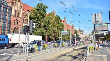 Szczecin, Polonya. 4 Ekim 2019. Szczecin sokaklarında. Şehir merkezi.