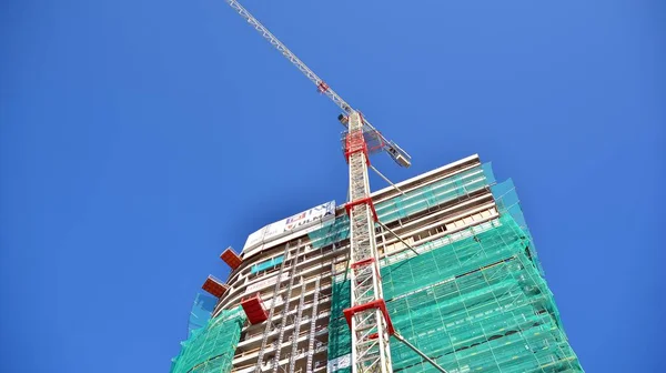 Szczecin Poland October 2019 Construction Hanza Tower Office Building — Stock Photo, Image