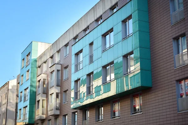 现代欧洲住宅公寓楼季度 抽象建筑 现代城市几何的碎片 — 图库照片