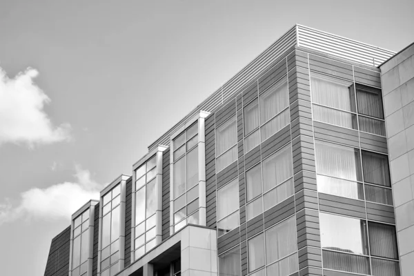 Janelas Edifício Moderno Para Escritórios Arquitetura Edifícios Empresariais Preto Branco — Fotografia de Stock