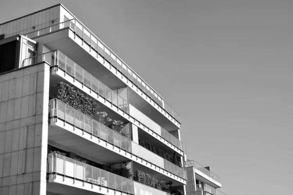 Detail New Modern Apartment Building Black White — Stock Photo, Image