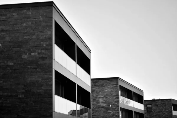 Detail New Modern Apartment Building Black White — Stock Photo, Image