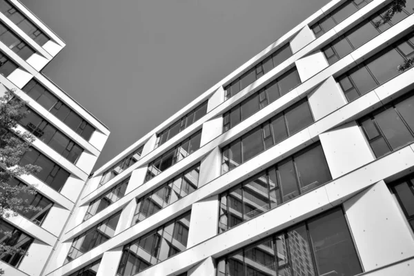 Modern City Office Building Exterior Black White — Stock Photo, Image