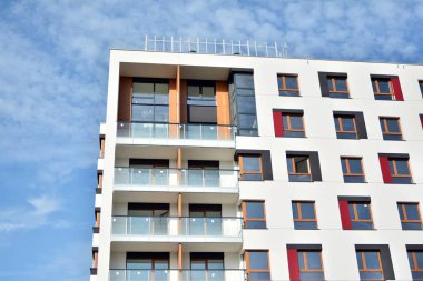 Modern Avrupa konut binaları çeyreği. Soyut mimari, modern şehir geometrisinin bir parçası.