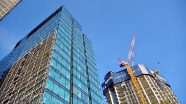 Varşova, Polonya. 21 Ekim 2019. Varso Place ofis binasının inşaatı.