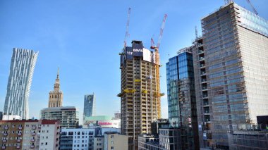 Varşova, Polonya. 21 Ekim 2019. Varso Place ofis binasının inşaatı.