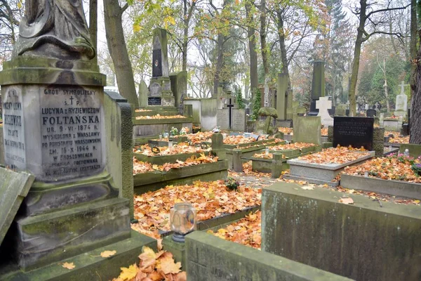 Varsovia Polonia Octubre 2019 Old Powazki Cementerio Histórico Situado Distrito —  Fotos de Stock