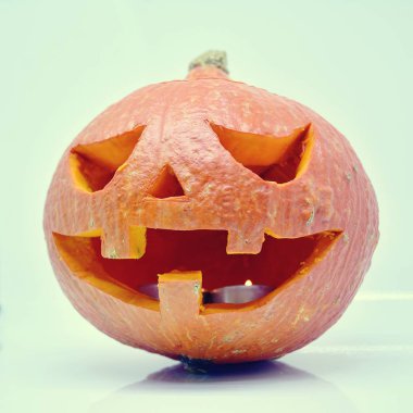 Beyaz arkaplanda izole edilmiş Cadılar Bayramı kabağı