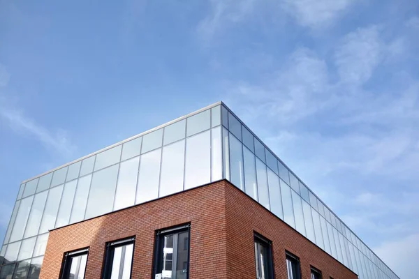 Modern Office Building Detail Glass Surface Abstract Reflection Modern City — ストック写真