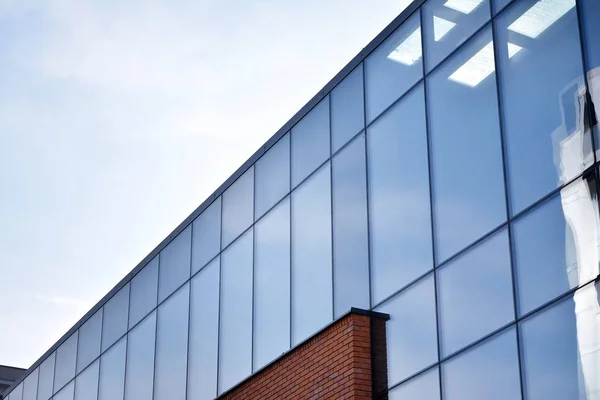 Detalle Moderno Del Edificio Oficinas Superficie Vidrio Reflejo Abstracto Las — Foto de Stock