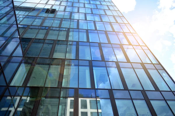 Textura Fachada Edificio Oficinas Con Espejo Vidrio Fragmento Fachada Vista — Foto de Stock