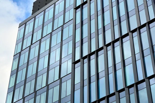 Textura Fachada Edificio Oficinas Con Espejo Vidrio Fragmento Fachada Arquitectura — Foto de Stock