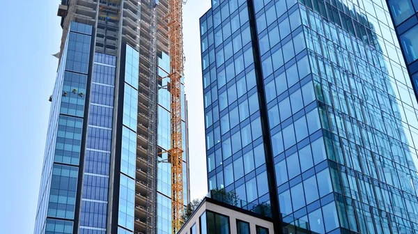 Chantier Avec Grues Ciel Bleu — Photo