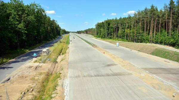 Widok Nowej Autostrady Budowie — Zdjęcie stockowe