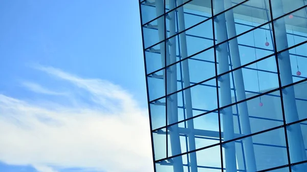 Edificio Comercial Cerca Textura Abstracta Del Edificio Moderno Cristal Azul — Foto de Stock