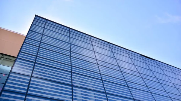 Edificio Comercial Cerca Textura Abstracta Del Edificio Moderno Cristal Azul — Foto de Stock