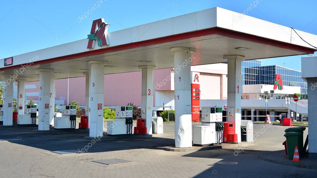 Warsaw, Poland. 15 August 2020. Auchan petrol station