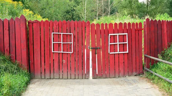 Colorful Wooden Fence Trees — Stock Photo, Image