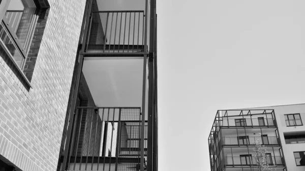 Detail Der Modernen Wohnung Wohnung Wohnhaus Außen Fragment Eines Neuen — Stockfoto