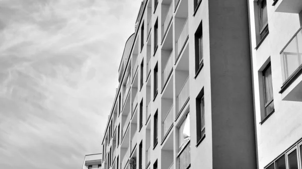 Detalhe Apartamento Residencial Moderno Edifício Exterior Fragmento Nova Casa Luxo — Fotografia de Stock