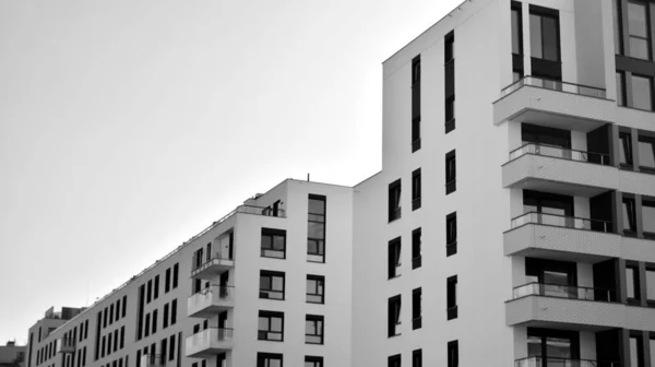 Detalhe Apartamento Residencial Moderno Edifício Exterior Fragmento Nova Casa Luxo — Fotografia de Stock