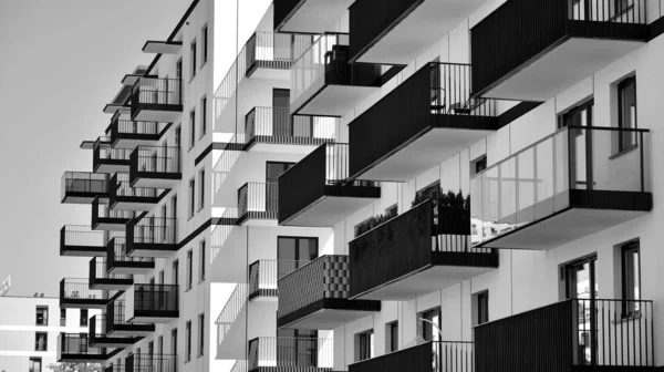 Détail Nouvel Immeuble Moderne Noir Blanc — Photo