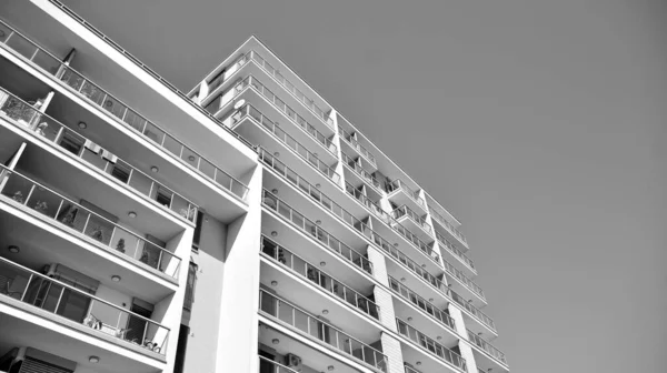 Detail New Modern Apartment Building Black White — Stock Photo, Image