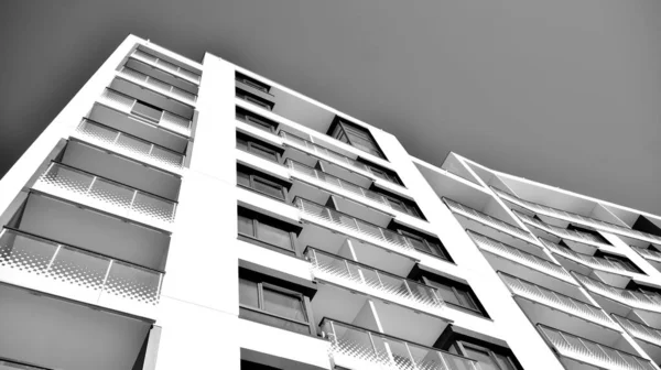 Detalhe Novo Edifício Apartamentos Moderno Preto Branco — Fotografia de Stock